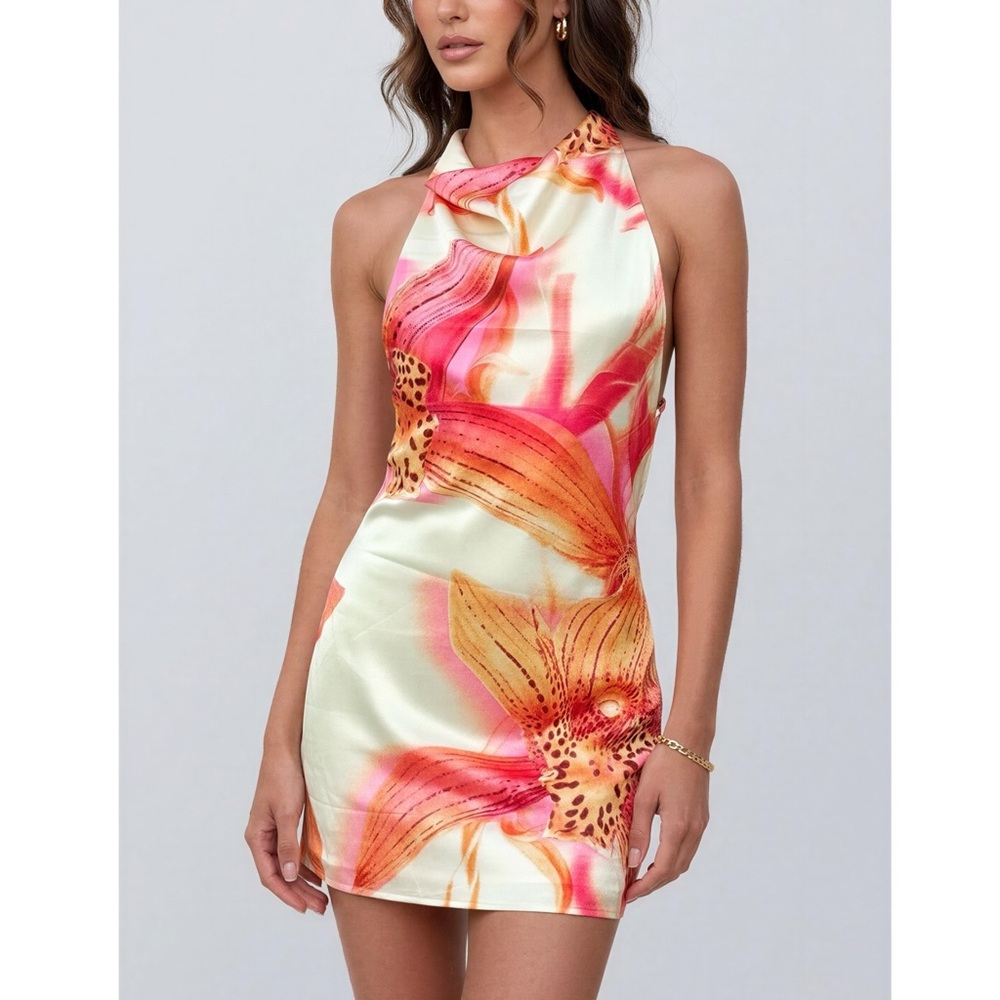 JADED LONDON Lucia Backless High Neck Mini Dress, Multi, 8 (US)